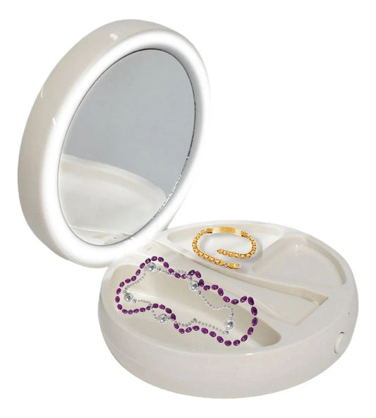 Espejo de Maquillaje LED Doble Cara Plegable con Aumento 10X | Luminosa Plegable