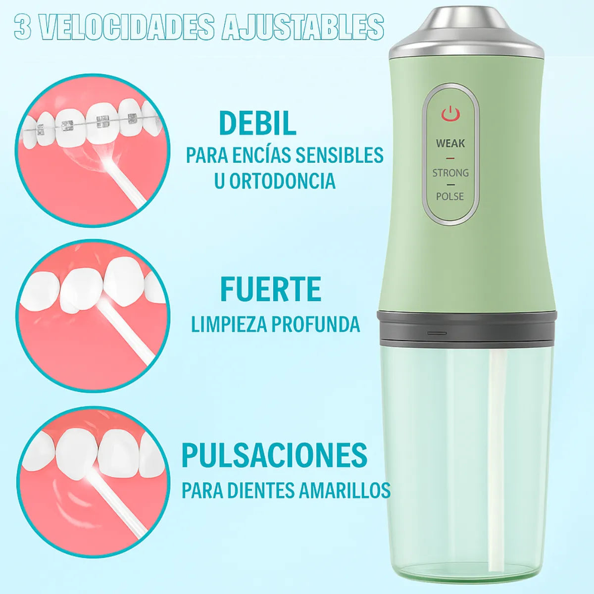 AquaSmile™ – Irrigador Bucal Portátil 2 en 1 con Limpiador de Lengua
