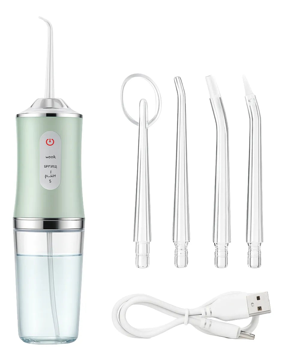 AquaSmile™ – Irrigador Bucal Portátil 2 en 1 con Limpiador de Lengua