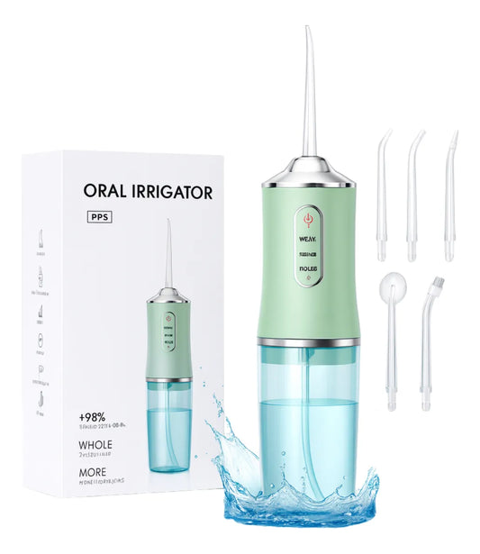 AquaSmile™ – Irrigador Bucal Portátil 2 en 1 con Limpiador de Lengua