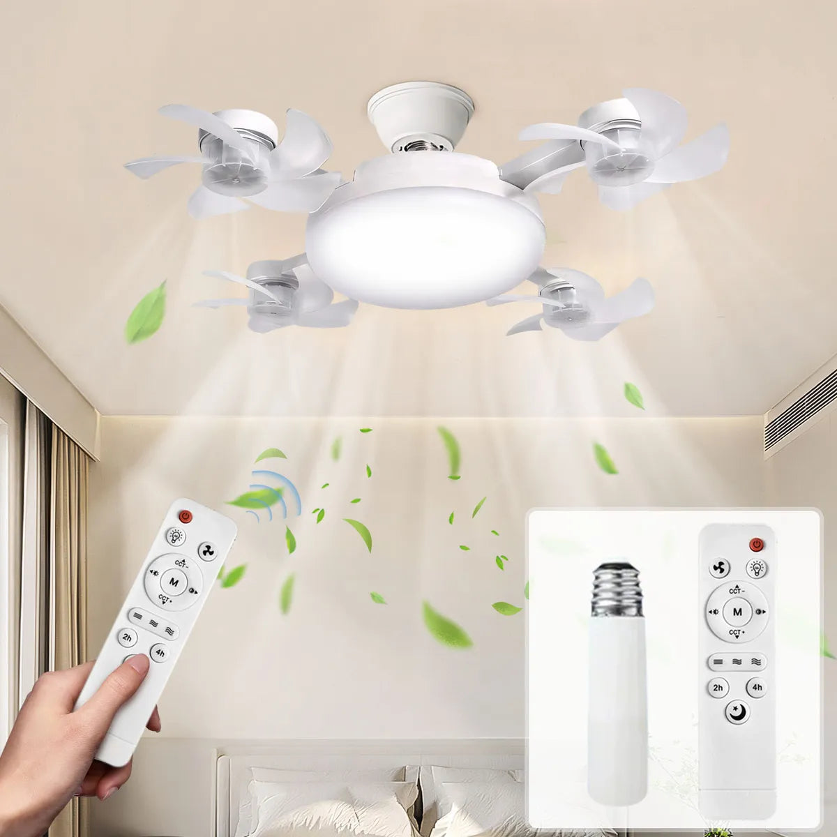 OEXAero - Lámpara Multifunción con 4 Mini Ventiladores