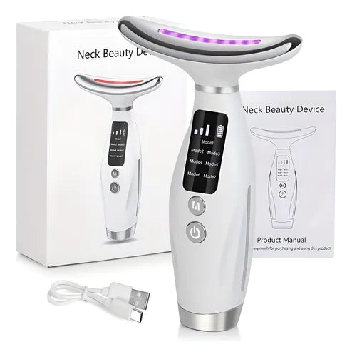 OEX Masajeador Facial LED Rejuvenecedor | Terapia de Luz Roja, Azul y Verde