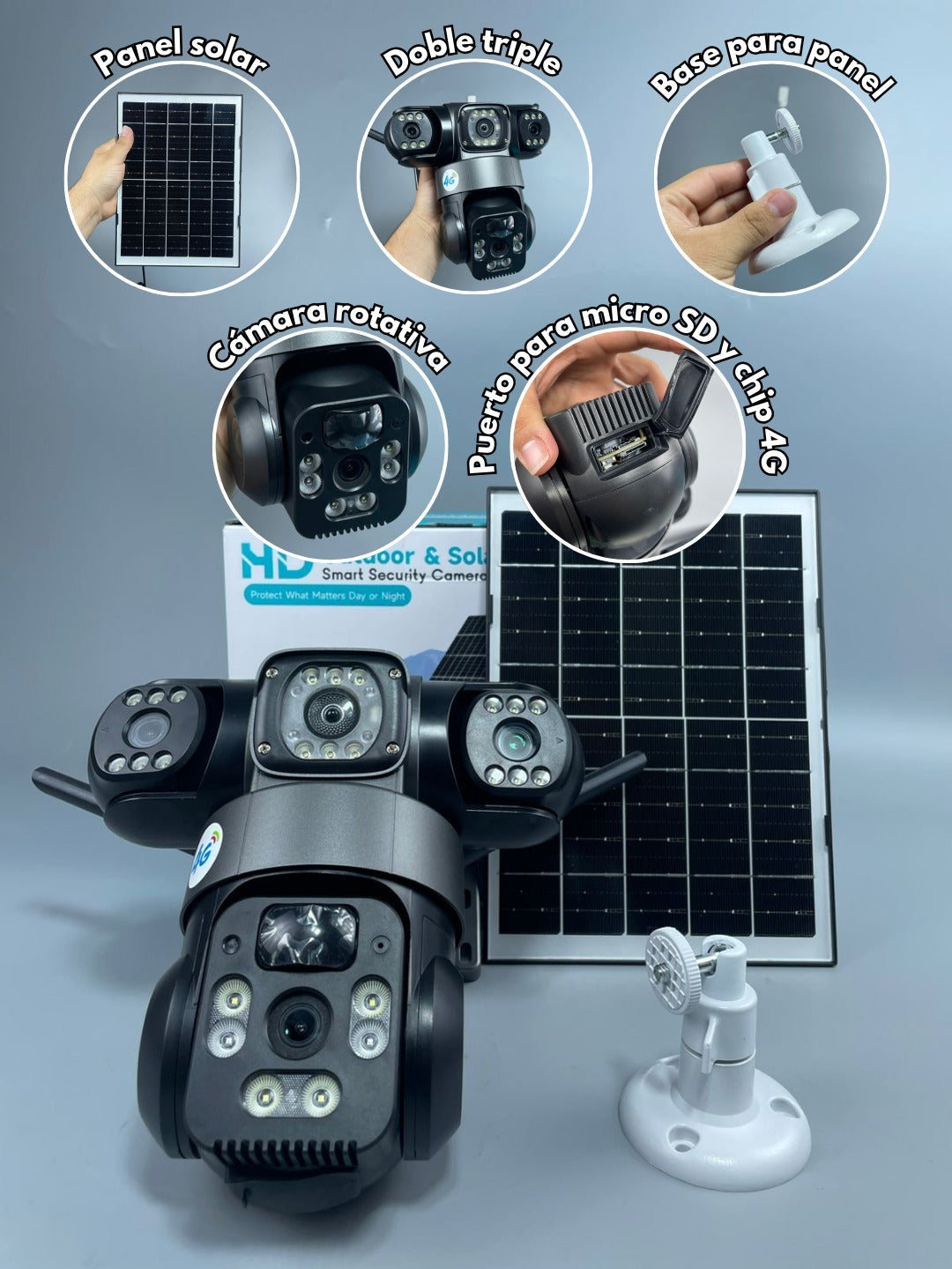 OEX Camara Solar TRIPLE 4G