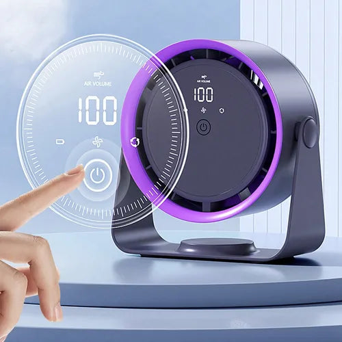 OEXVentilador de Escritorio Recargable 5000 mAh con Pantalla LED y 100 Velocidades