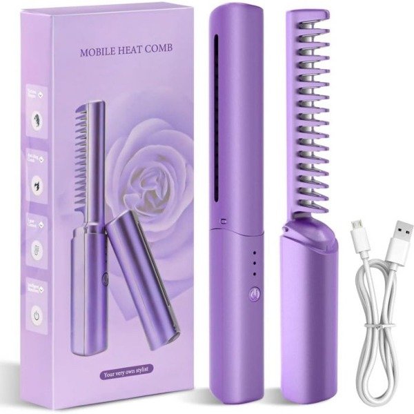 MiniBrush® – Cepillo Alisador Inalámbrico Portátil (Rosa)